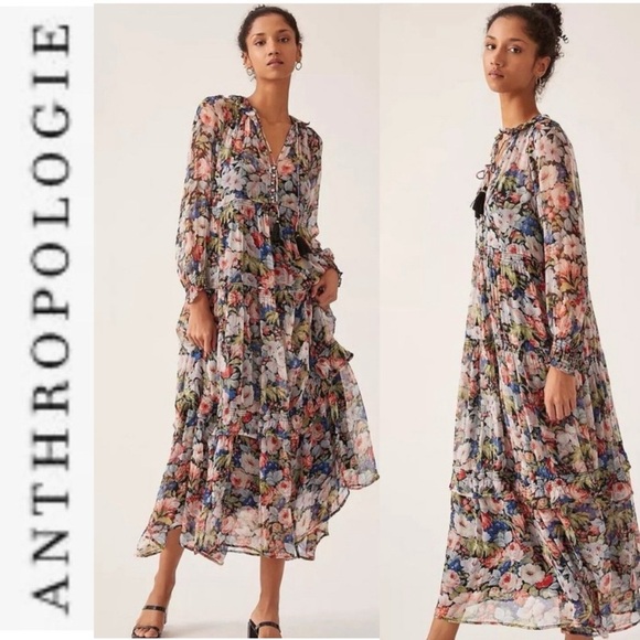 Anthropologie Dresses & Skirts - Anthropologie Marais Printed Chiffon Maxi Gown xs